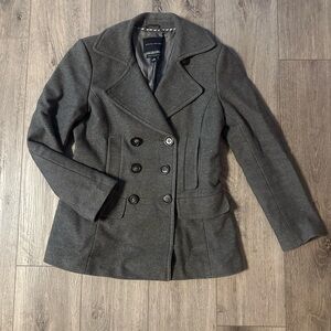 Banana Republic Wool Charcoal Double-Breasted Pea Coat